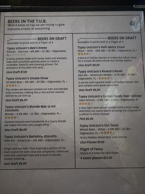 Beer menu