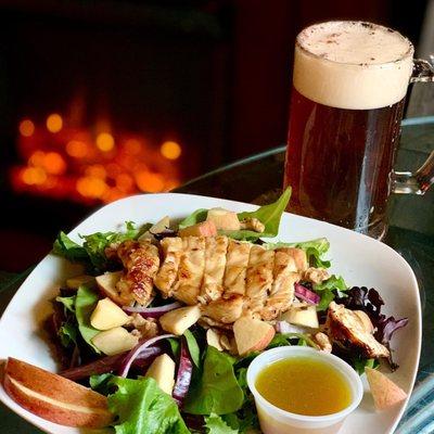 Our delightful Apple Orchard Salad pairs beautifully with our seasonal Fall Run Pumpkin Ale.