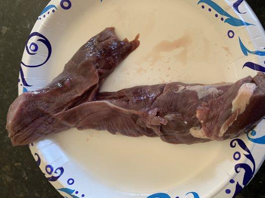 This is a deer tenderloin.... at least that's what it was before they "butchered" it.