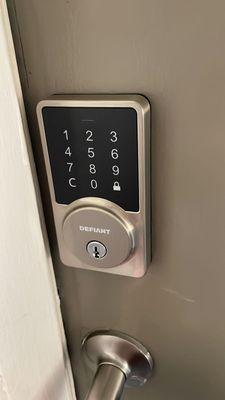 Apartment building unit door electric touchscreen lock supply and install