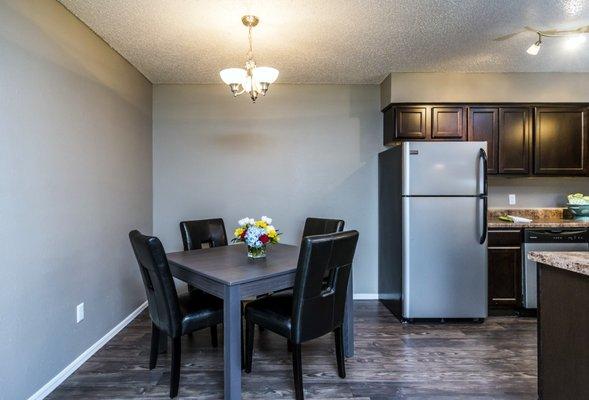 Dining room area at Westwood Park apartments in Norman, Oklahoma.