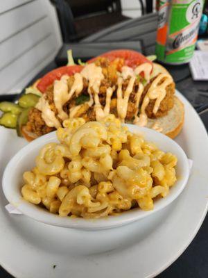 Shrimp po boy and Mac and cheese