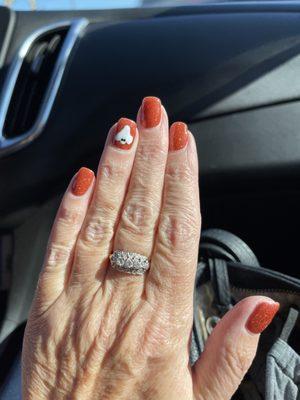 Powder coated nails with my little ghost friend!