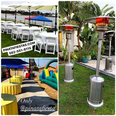 Umbrella Set #2 (Left Side), Patio Heaters (Right Side)