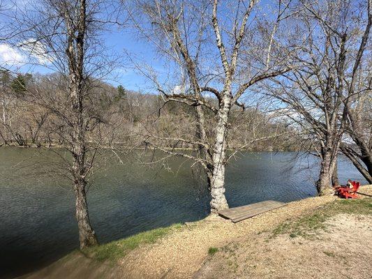 French Broad River behind the coffee shop