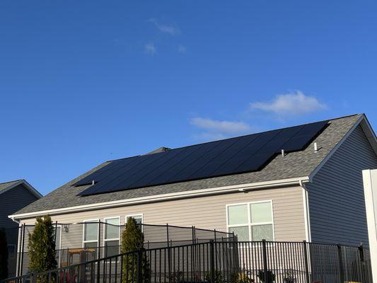 Solar panels installed on the rear roof.