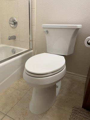 New Kohler toilet installed