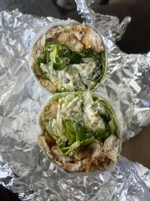 Fried Chicken Caesar Wrap (added croutons)