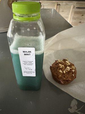 Majik Mint Juice and Morning Glory Muffin