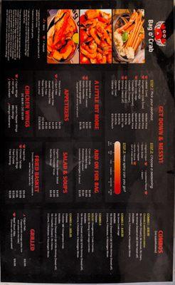 Dine in menu