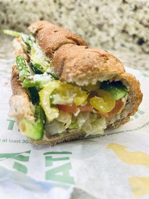 Perfectly packed Veggie Delite Sandwich.