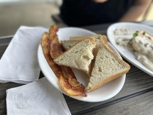 Side toast and bacon