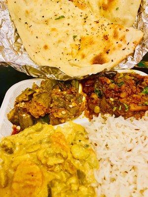 Colorful meal! 3 Item Combo including rice & naan!