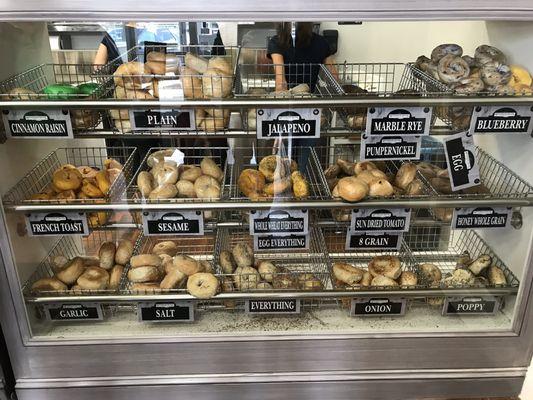 Good selection of bagels (including green ones for St. Patrick's Day)