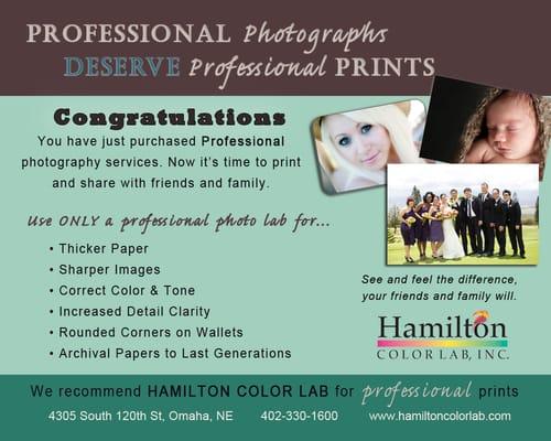 You had professional photos taken now have them printed professionally. Don't trust the big box stores to get the color right.