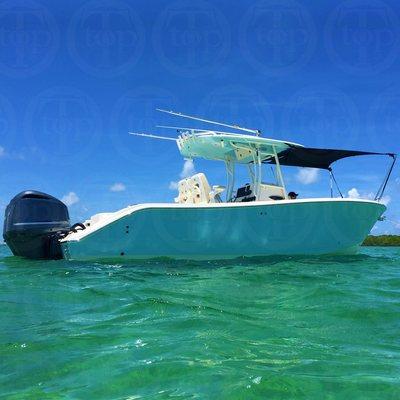 Boat Shade Kit on a Cobia 277 in the bow configuration.