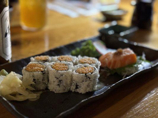 Spicy yellow tail and Salmon Sashimi