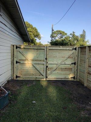 Back side of wood double gate