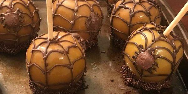 caramel candy Apple's with a light chocolate drizzle