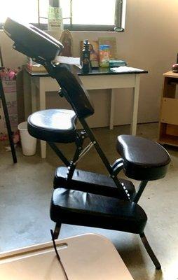 Chair massage at a class in a church