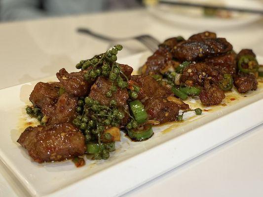 Sauted Diced Beef with Sichuan Green Pepper