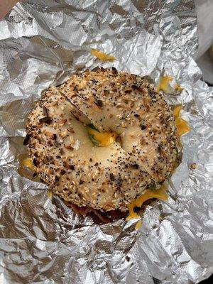 Everything bagel breakfast sandwich