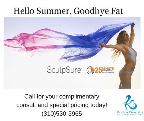 Hello Summer Good Bye Fat. Sculpt your body with us this Summer. #SculpSure #noninvasive #nodowtime