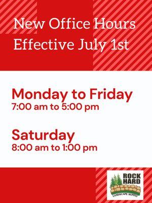 New Store Hours July 1st