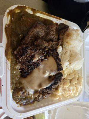 Mixed plate (hamburger steak, bbq beer & beef curry)