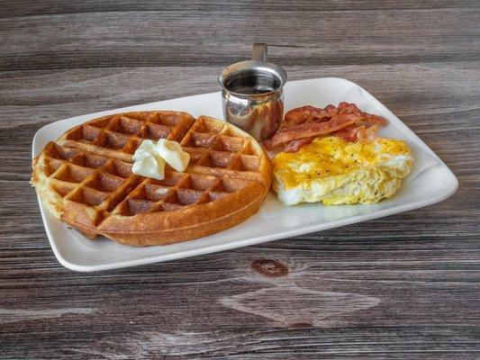 Breakfast Waffle Meal! Eggs & Bacon