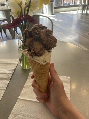 Michigan Pothole & Cookies and Cream in a Waffle Cone