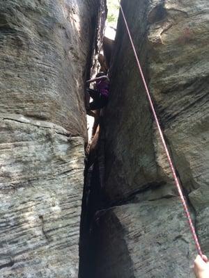 Climbing the "Chimney".