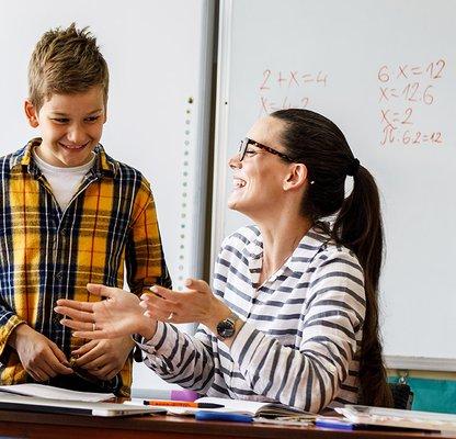 student and teacher in learning session