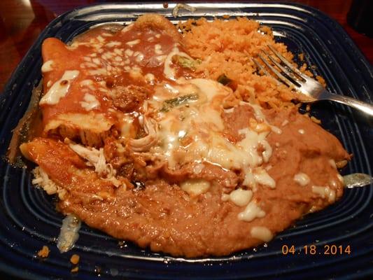 Combination Plate #7:  Enchilada, Chile Relleno, Rice & Beans