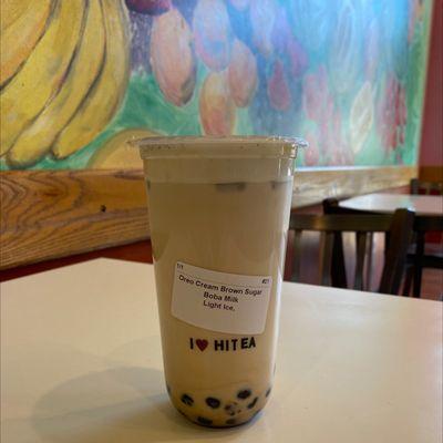 Oreo cream brown sugar boba milk light ice