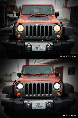 Jeep wrangler led headlight upgraded.