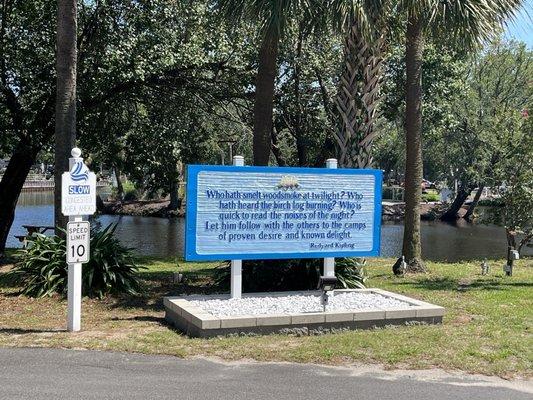 Beautiful sign as you come in the park.