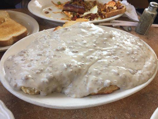 Full order of biscuits and gravy! Wow! Homemade biscuits each day.