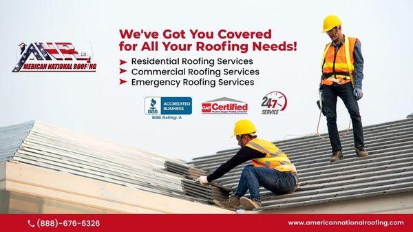 Residential Roofing Services Commercial Roofing Services Emergency Roofing Services American National Roofing Arlington