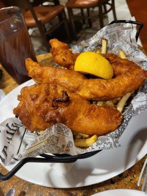 Hefty portion of fish and chips