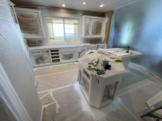 Just finished spraying this kitchen.