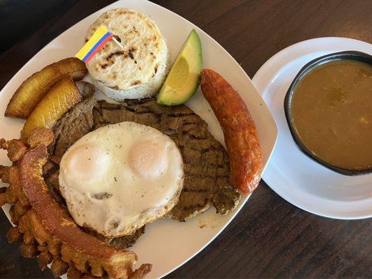 Bandeja paisa for $23.... well worth it!  Had some leftovers for calentado.