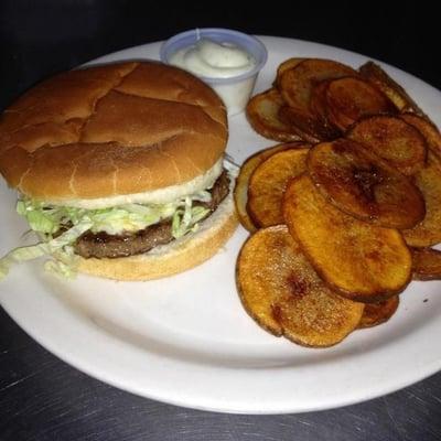 Cheese Burger & Buffalo Chips (with homemade ranch)