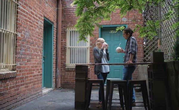 The cute little alley way to sit in and sip coffee.