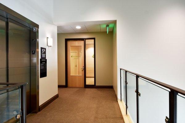 We are on the second floor of the Sammamish Medical Pavilion building. Turn left when you exit the elevator.