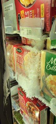 Extreme freezer frost in the frozen aisle.