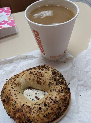 Bagel and coffee at Dunkin, Charlotte