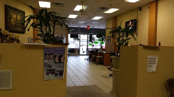 View from pedicure chairs.  This place shows as Happy Nail.