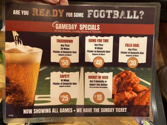 Menu specials for football season