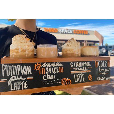 Fall iced coffee flight